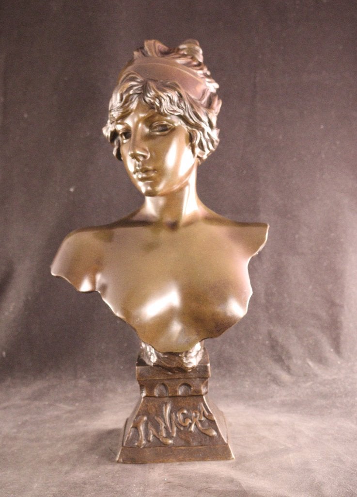 Buste en bronze d'Emmanuel Villanis, Antiquités & Art, Enlèvement ou Envoi, Art nouveau, Buste