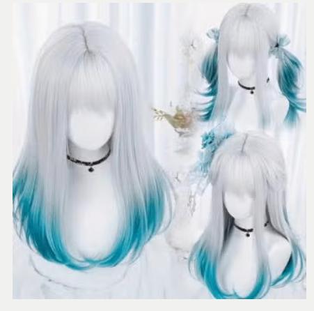 Belle perruque de cosplay anime synthétique bleue et blanche, Enlèvement ou Envoi, Neuf