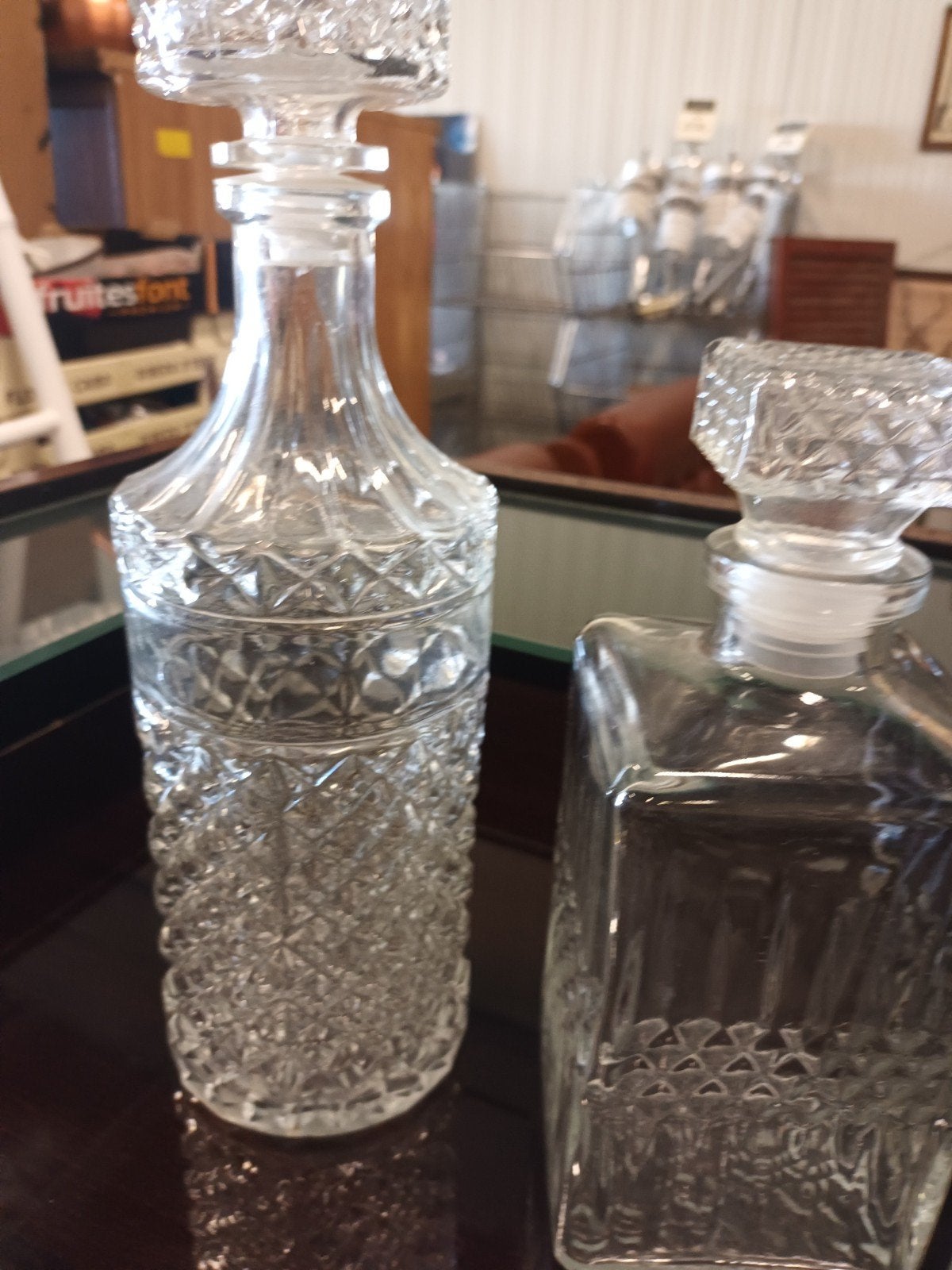 Set van 3 Vintage Glazen Whiskykaraffen (met st, Ophalen of Verzenden