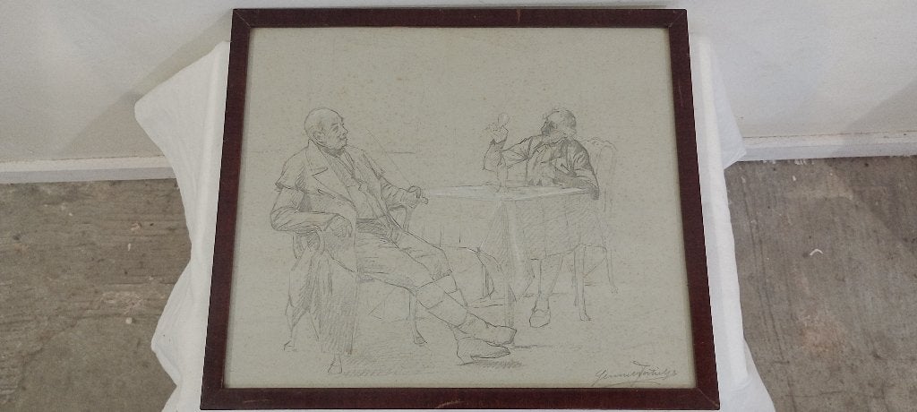 Dessin original signé Gérard Portielje,39x33,n683, Enlèvement ou Envoi, Dessin, Fait main