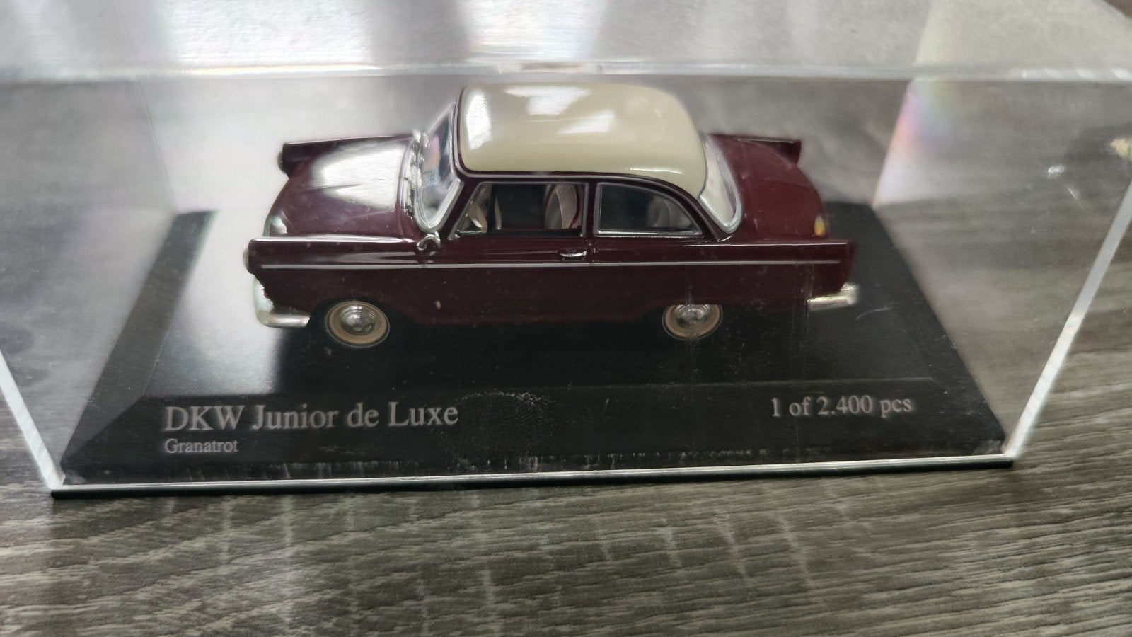 DKW Junior de Luxe Granatrot 1/43 - Minichamps (Édition Limi, Enlèvement ou Envoi
