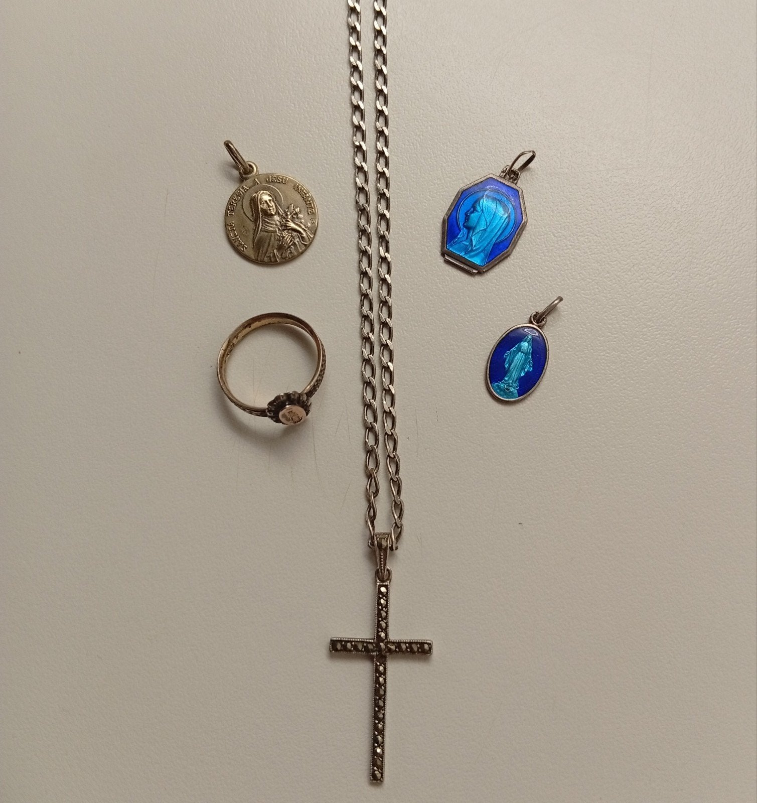 Lot antiek christelijk zilver sieraden | gestempeld/getest, Ophalen of Verzenden, Zilver