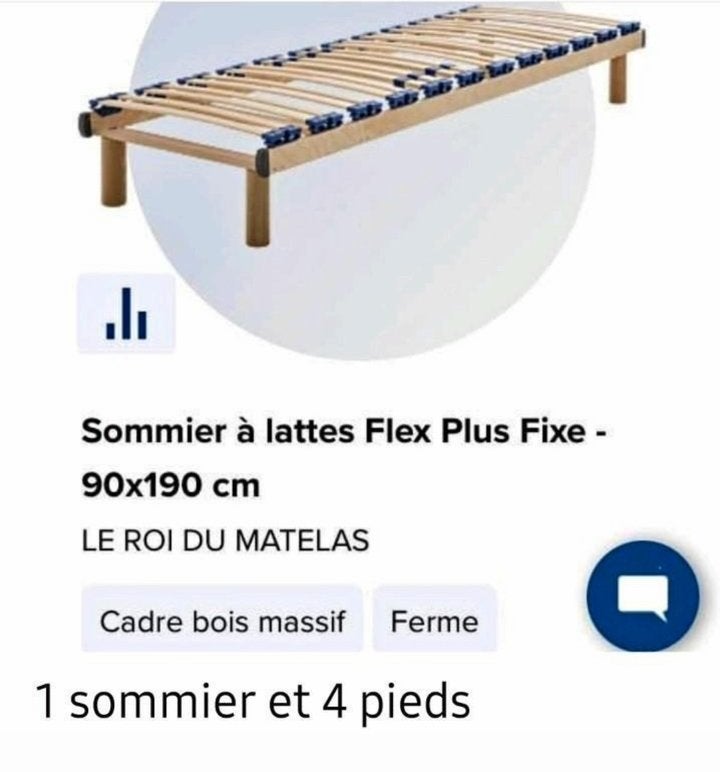 Lit Roi du Matelas ergonomique sur pieds démontables90/190cm, Maison & Meubles, Enlèvement, Comme neuf