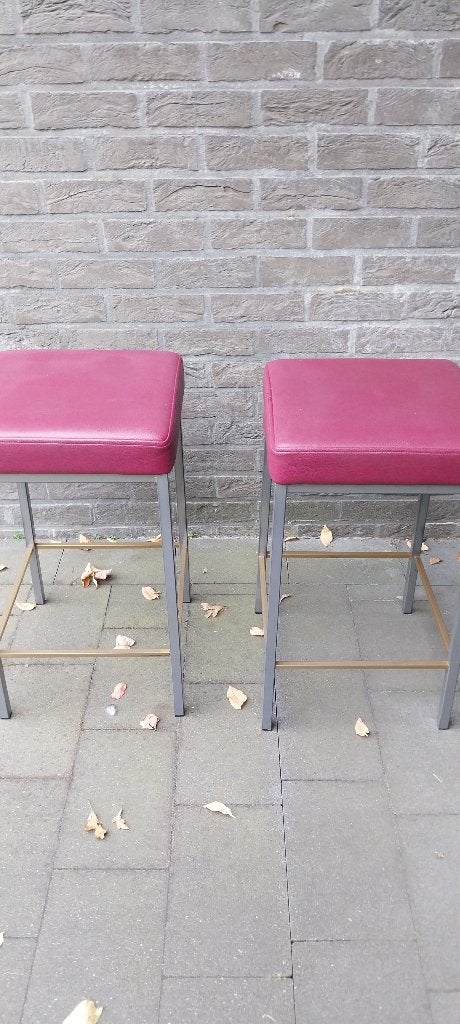 4 Barkrukken, Huis en Inrichting, Barkrukken, Ophalen, Gebruikt, 60 tot 90 cm, Leer