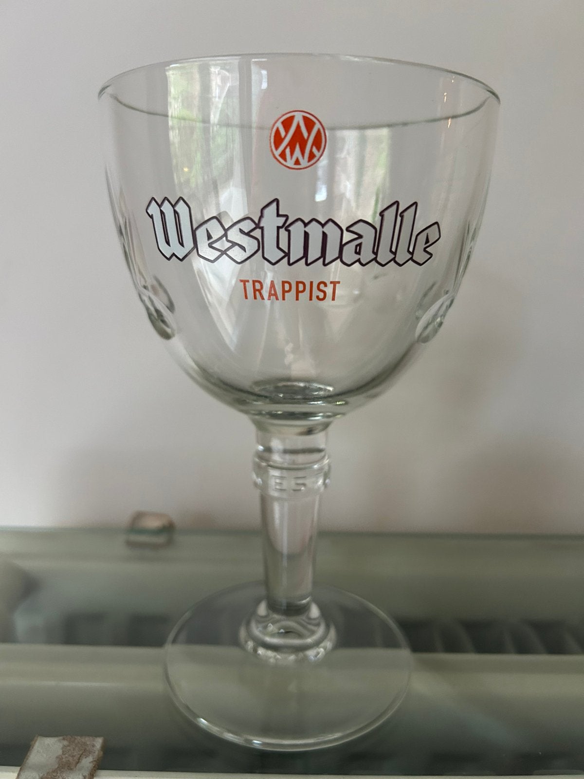 Verre à bière Westmalle 33cl logo et texte rouge-orange, Collections, Enlèvement, Comme neuf