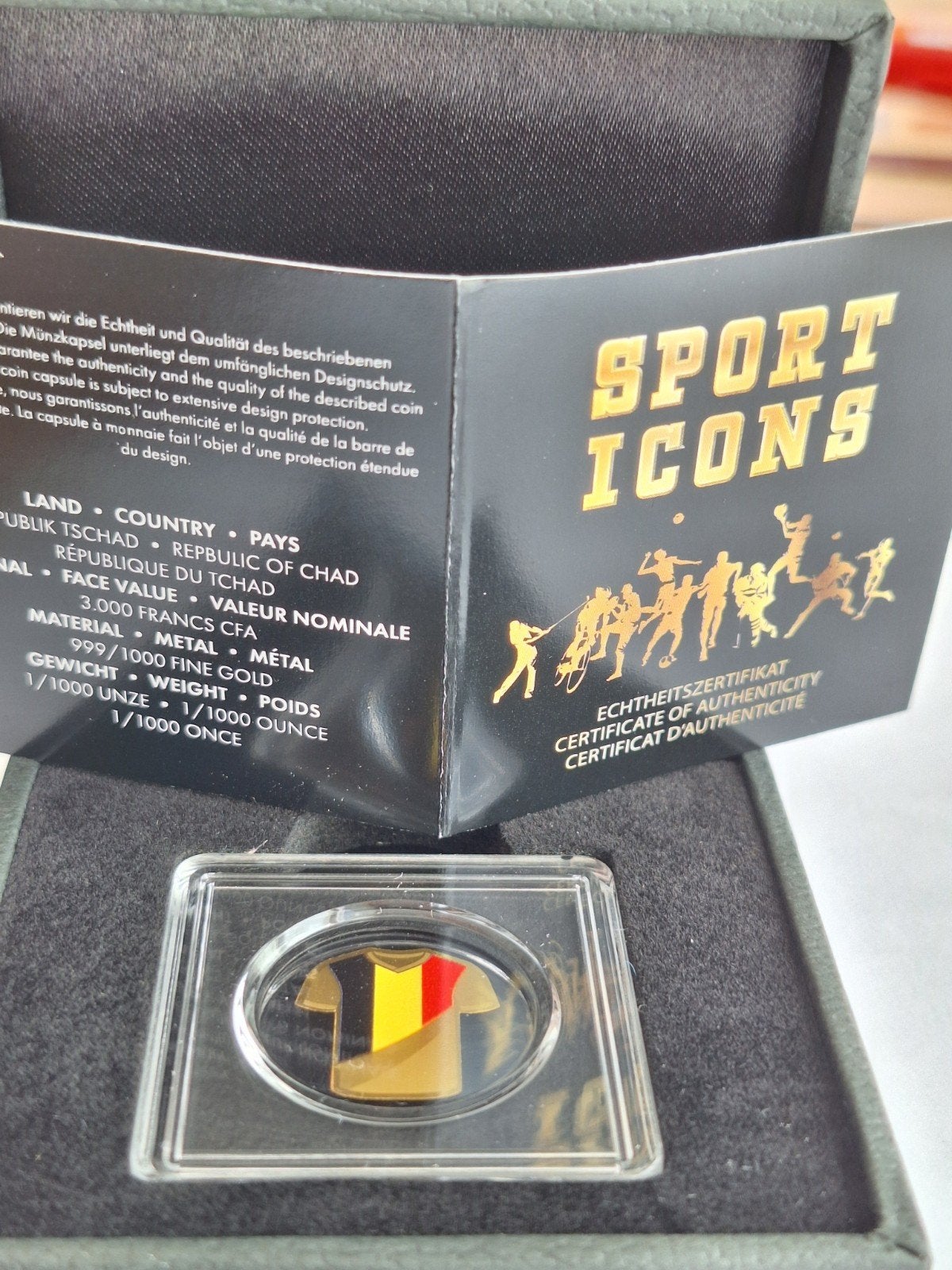 Maillot de football belge (icônes du sport) pièce en or, Sports & Fitness, Enlèvement ou Envoi, Autres types