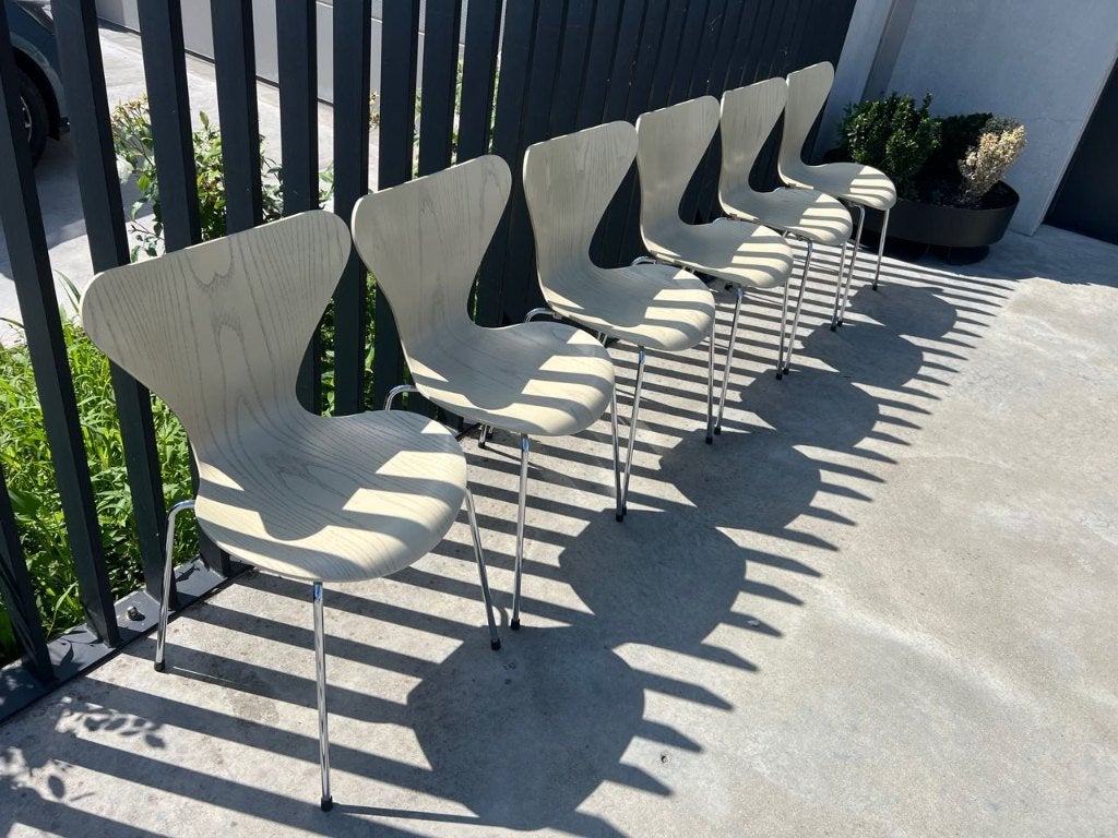Fritz Hansen, Arne Jacobsen, série 7 chaises papillon, 6x, Maison & Meubles, Design, Comme neuf, Cinq, Six Chaises ou plus, Bois