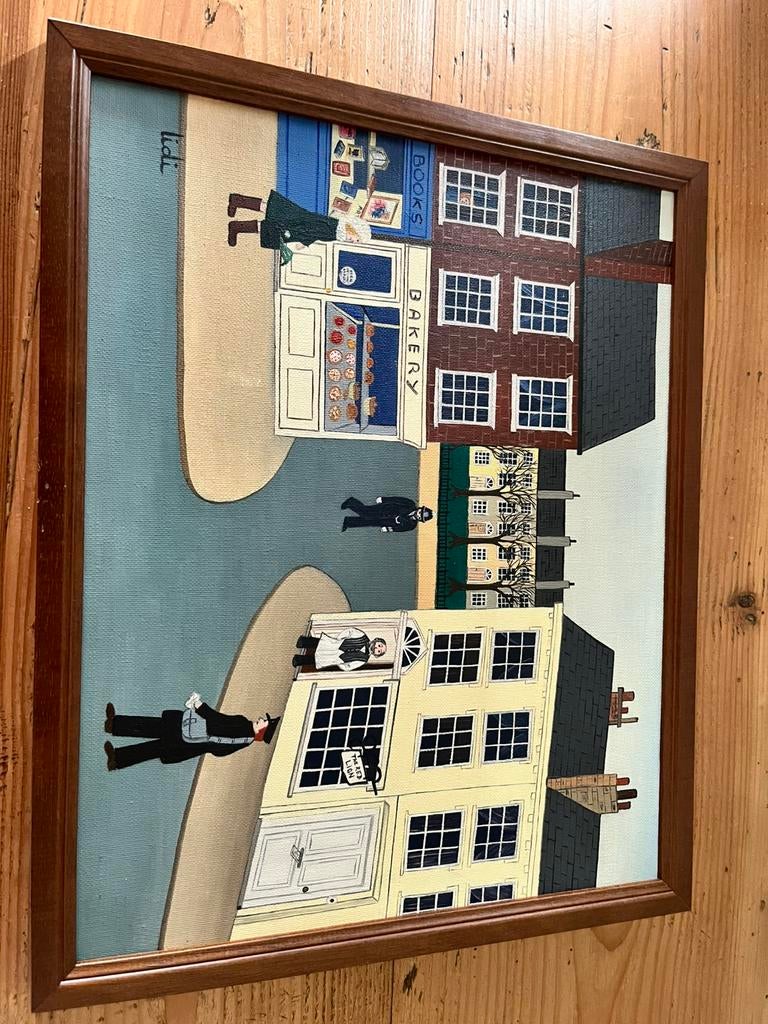 Schilderij Bakery dorpskern, Antiek en Kunst, Ophalen of Verzenden