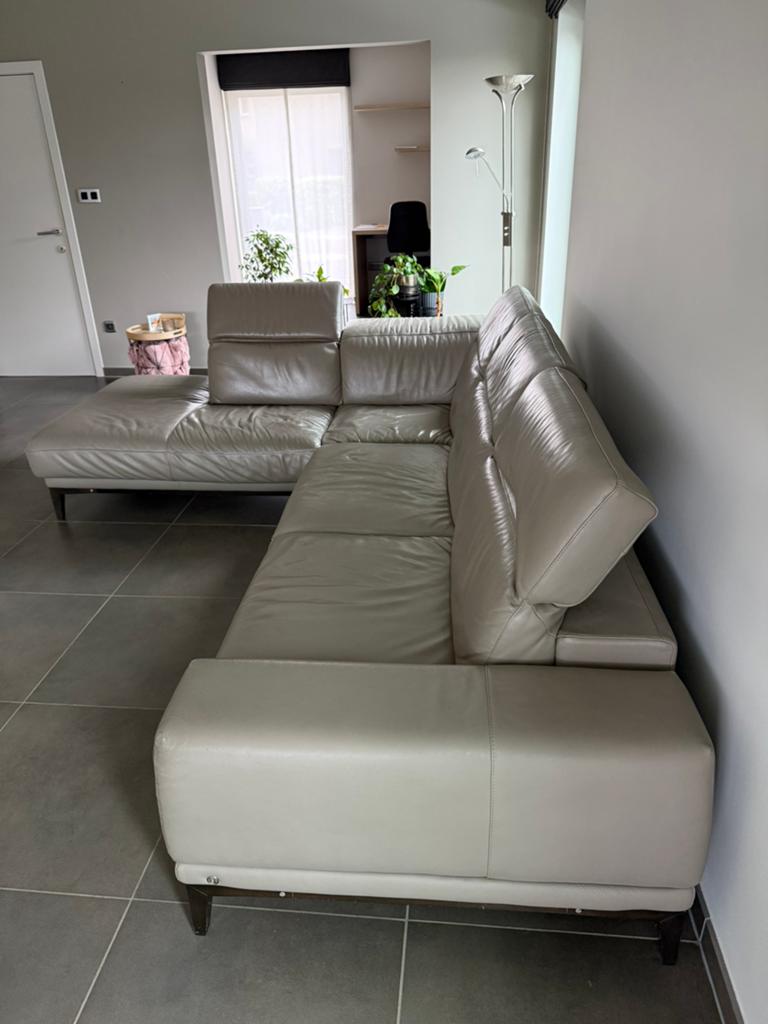 Lederen hoekzetel, Ophalen, 100 cm, Beige, Zo goed als nieuw