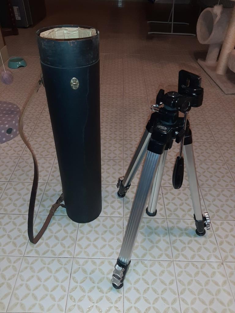 Vintage altvioolstatief met prachtige koffer, Audio, Tv en Foto, Ophalen, Driepoot