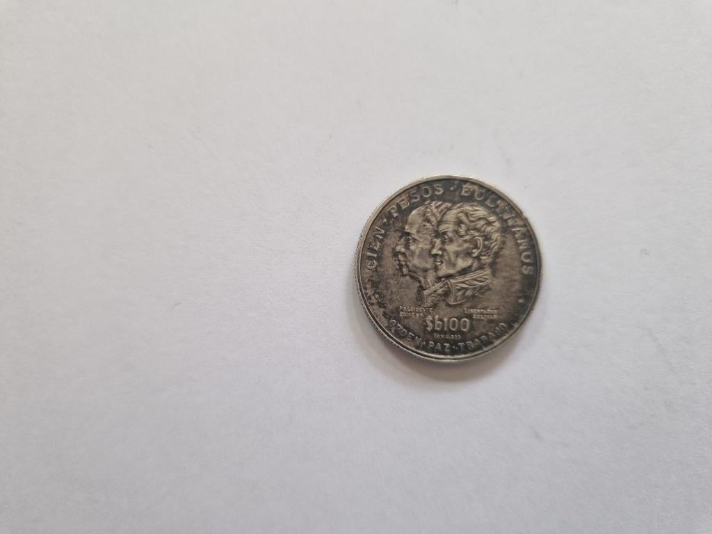 Verzamelmunt Bolivië 100 pesos 1975, Ophalen of Verzenden, Zuid-Amerika, Losse munt, Zilver