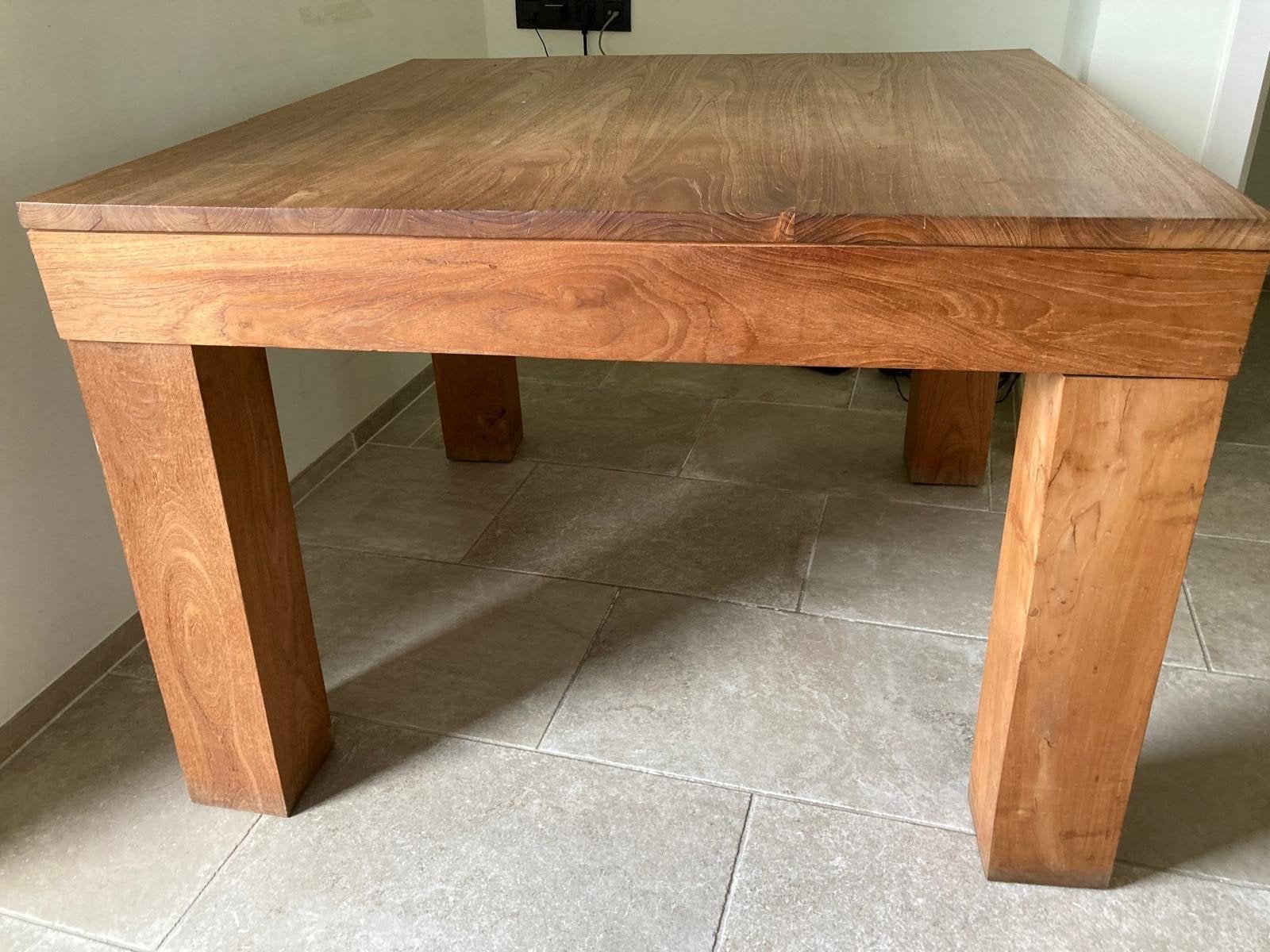 massieve teakhouten tafel, Huis en Inrichting, Tafels | Salontafels, Ophalen, Vierkant