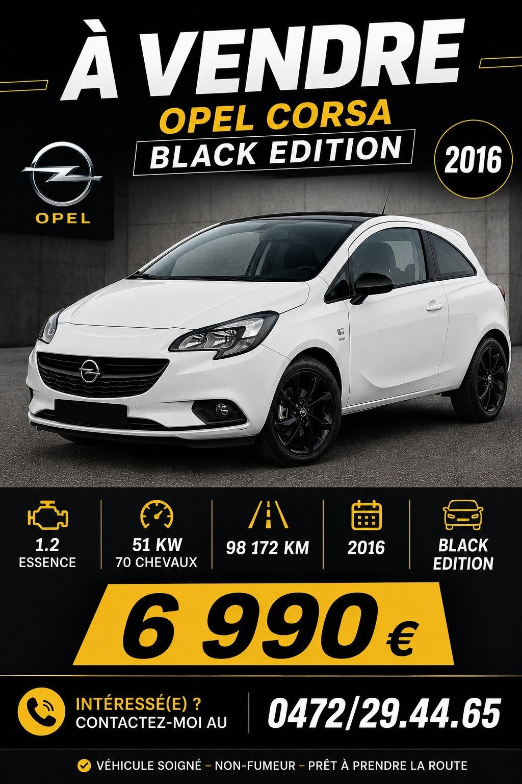 Opel Corsa 1.2 EURO 6 B ( 51 kw - 70 ch ) BLACK EDITION, Voorwielaandrijving, Stof, 4 cilinders, 1229 cc