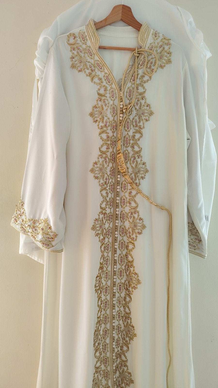 caftan marocain blanc cassé doré, Enlèvement, Comme neuf, Taille 42/44 (L), Doré