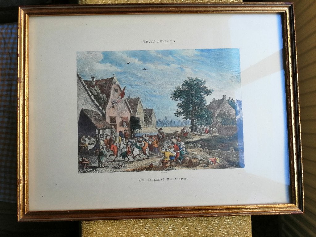 Lithografie „Vlaamse paradijs” van David Teniers, Antiek en Kunst, Ophalen of Verzenden