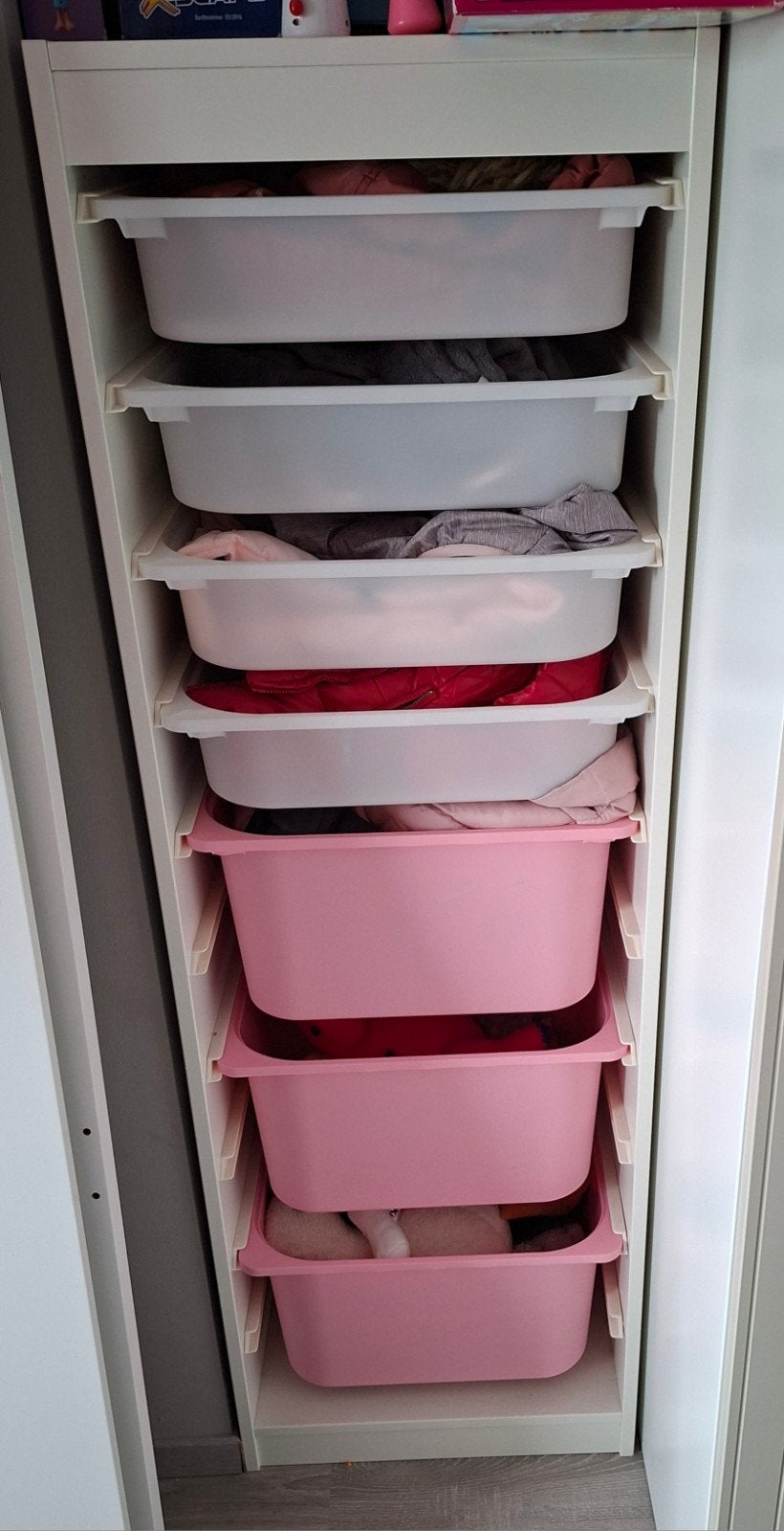 Ikea Trofast kast - opbercombinatie met wit en roze bakken, Ophalen, Zo goed als nieuw, Kast