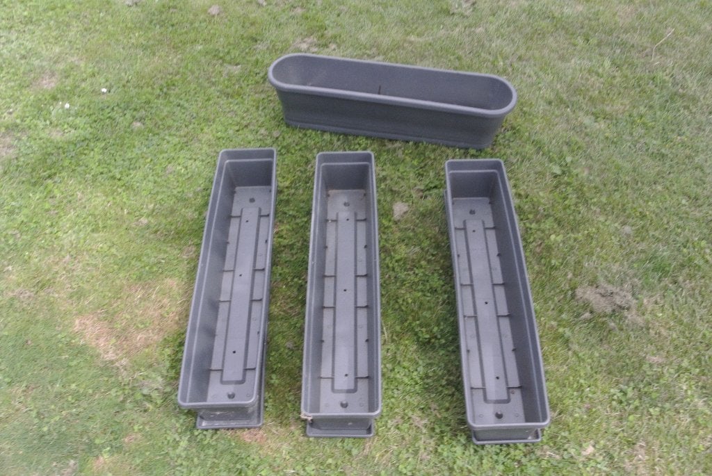 Jardinières en plastique grises lot de 4, Jardin & Terrasse, Moins de 30 cm, Synthétique, Enlèvement, Utilisé