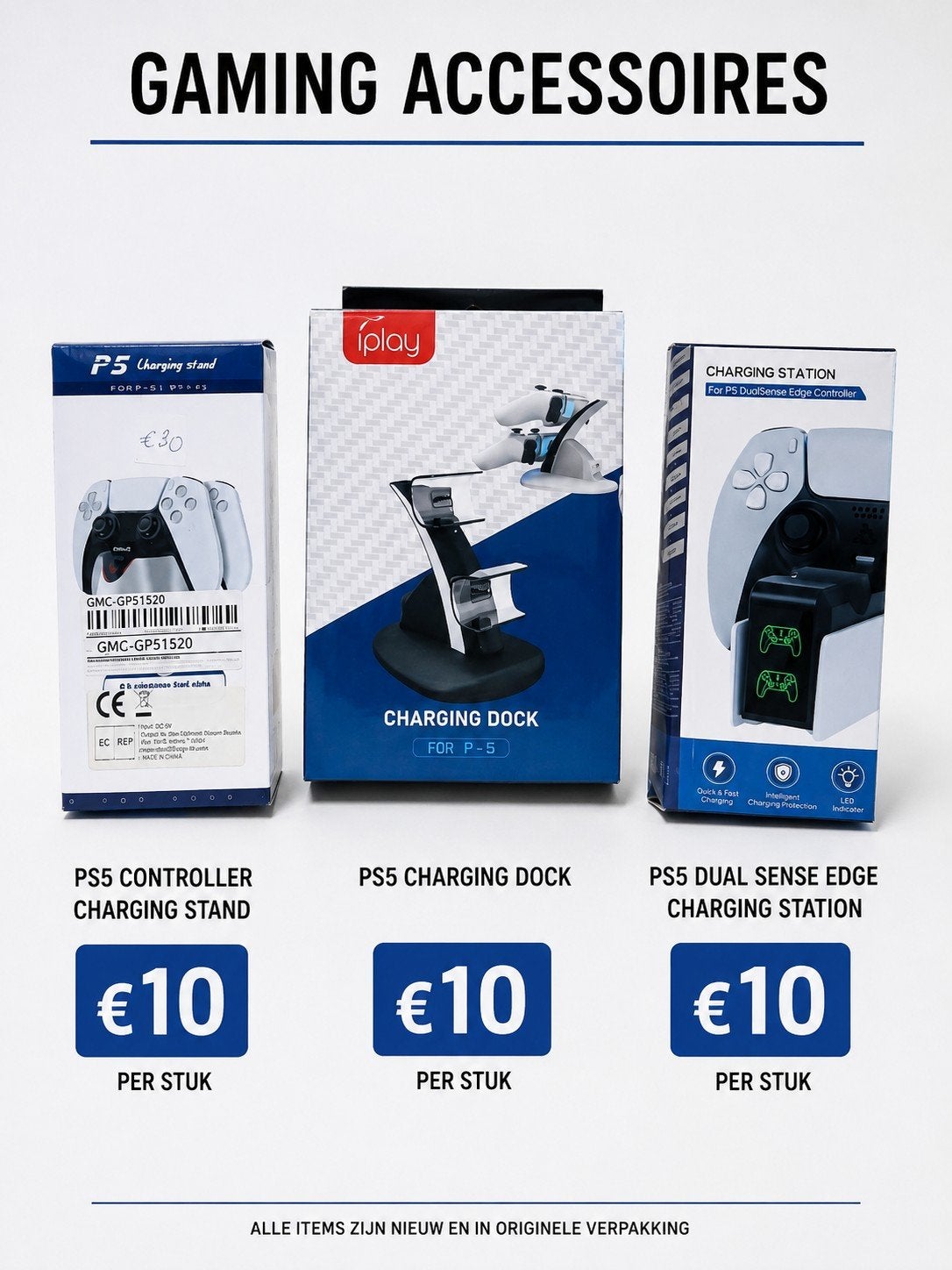 oplaadstation voor ps5 controllers, Enlèvement ou Envoi, Neuf, Alimentation, Chargeur ou Câble, PlayStation 5