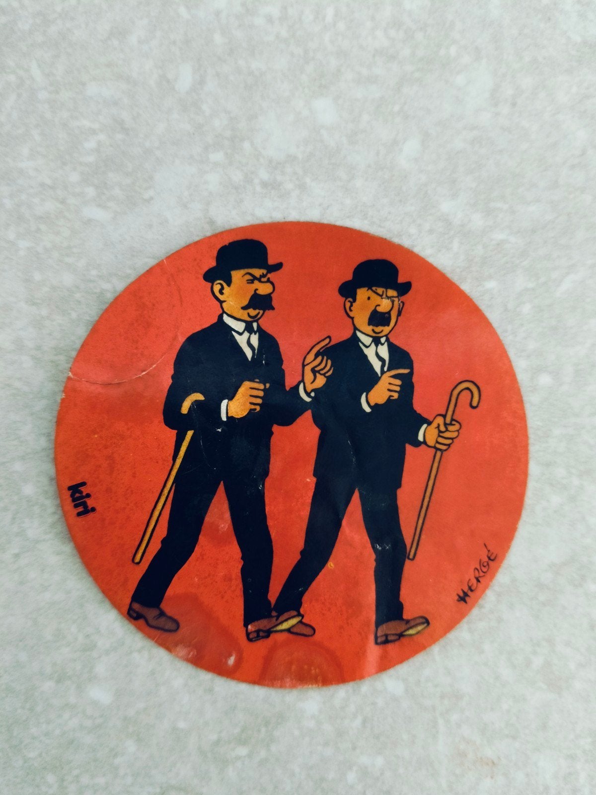 oude vintage sticker Hergé Kuifje Kiri kaasproducten 1972, Verzamelen, Ophalen of Verzenden