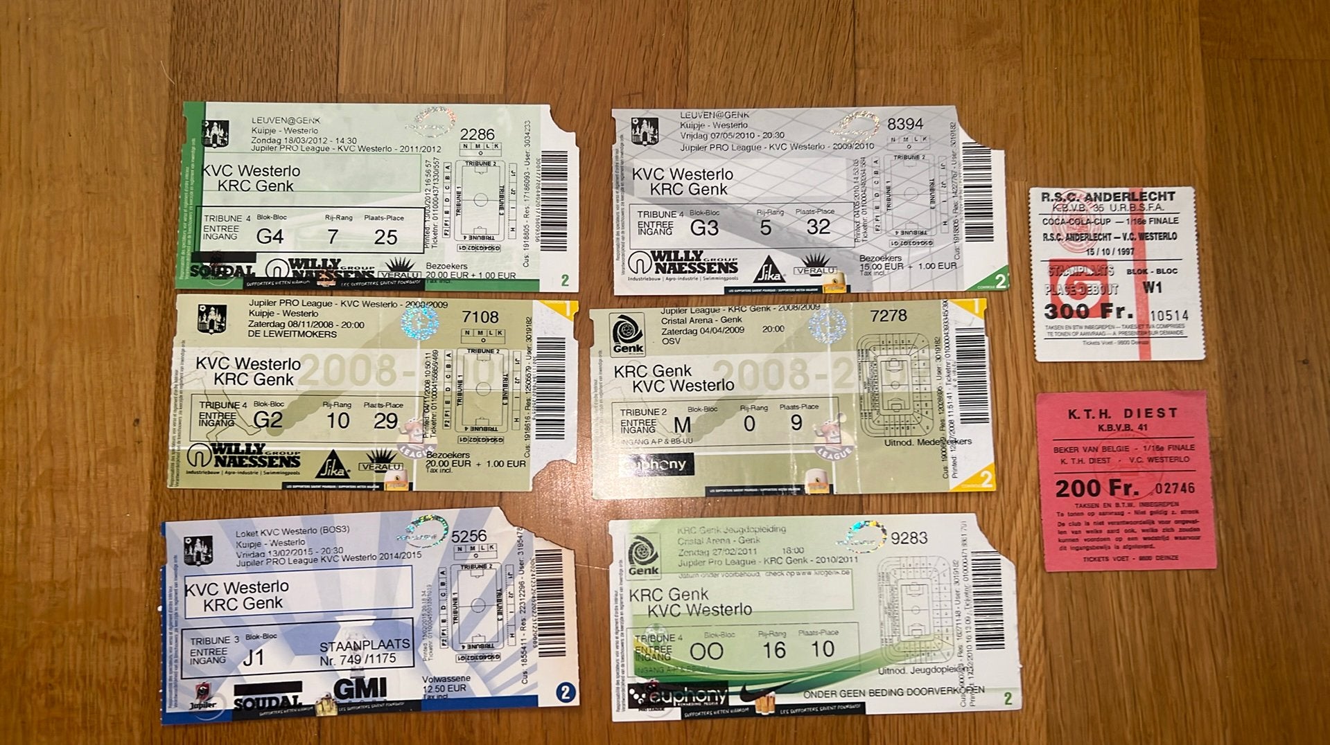 8 tickets Westerloo vs Genk, Anderlecht en Diest, Verzenden, Gebruikt, Overige typen