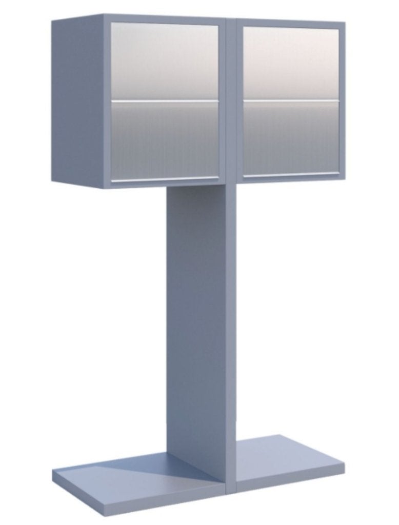 Brievenbussyteem Hermes Double for Four Grijs MetallicRVS, Jardin & Terrasse, Boîtes aux lettres, Enlèvement, Neuf, Inox, Sur pied
