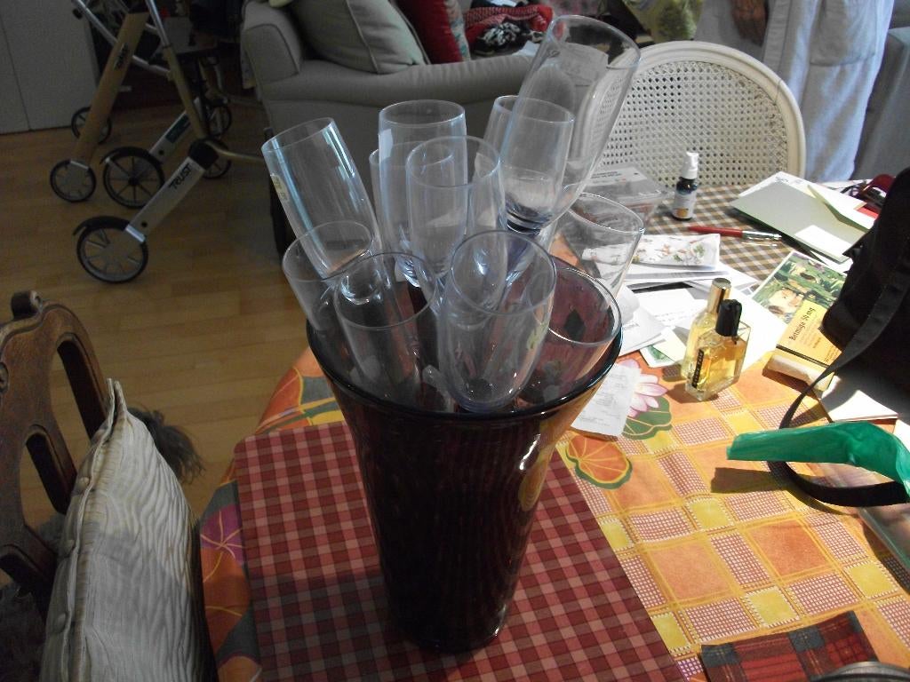 Champangne glazen 12 stuks met piek en glazen kom., Verzamelen, Glas en Drinkglazen, Ophalen, Nieuw, Overige typen