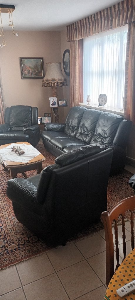 Lederen salon, Huis en Inrichting, Ophalen, Gebruikt, Leer