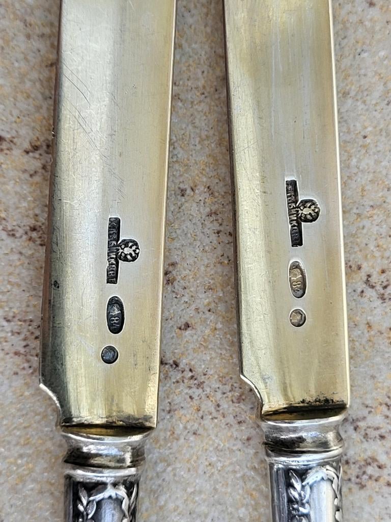 Couteaux anciens en argent (6). Argent massif Période 1900., Enlèvement ou Envoi, Argent