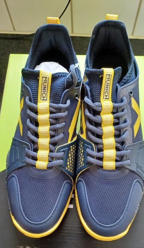 MUNICH X-PAD, padel- en tennisschoenen, blauw-geel, nieuw, Sports & Fitness, Padel, Enlèvement ou Envoi, Neuf, Chaussures de padel