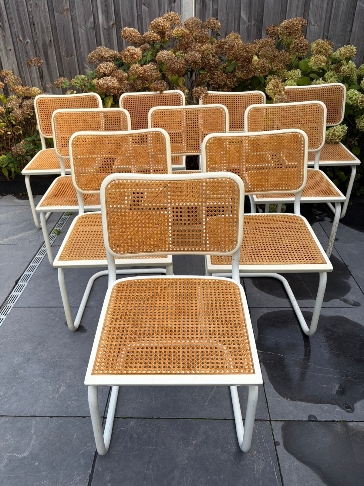 10 vintage stoelen buisframe Marcel Breuer made in Italy, Huis en Inrichting, Ophalen, Zo goed als nieuw