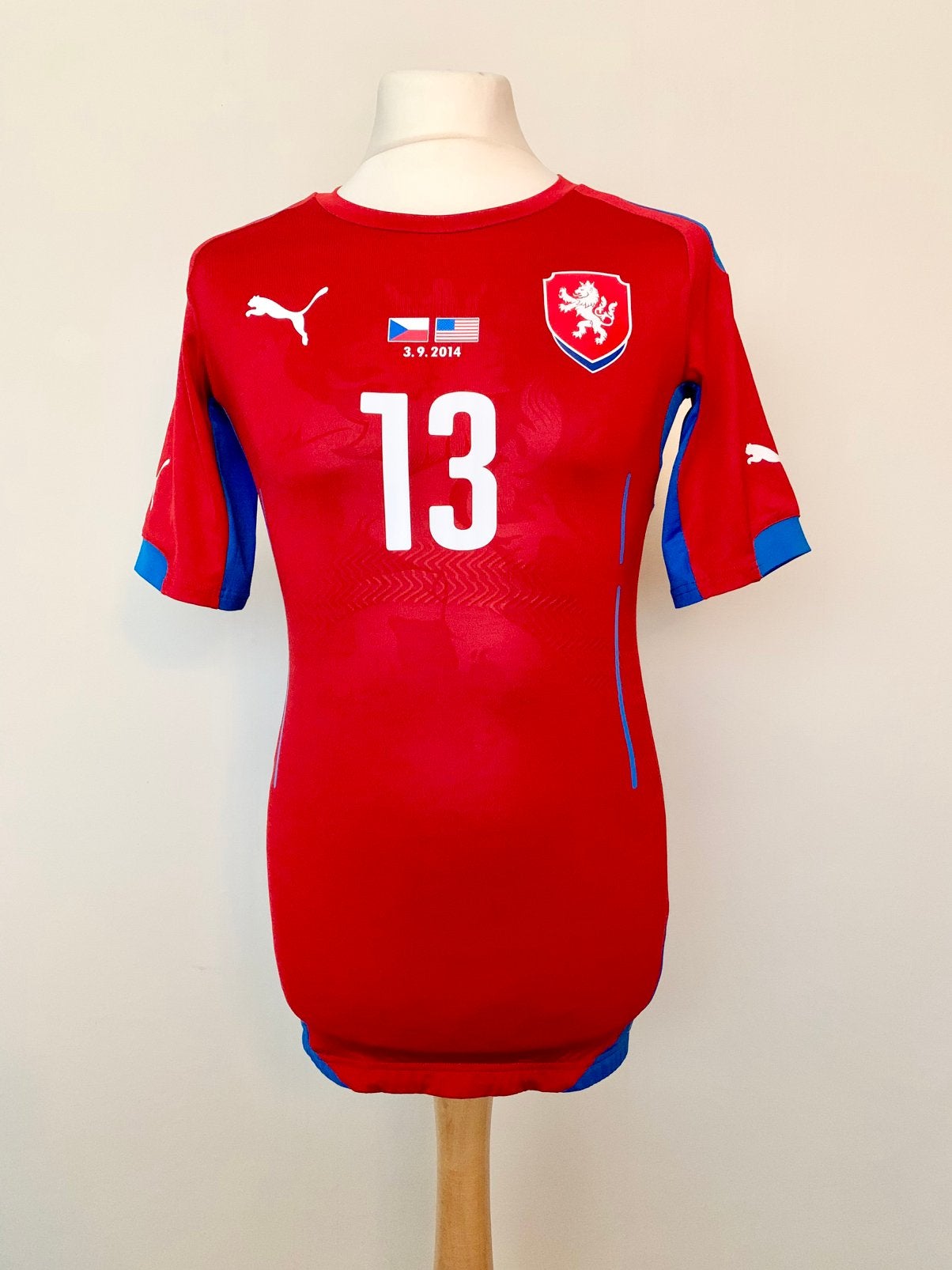 Czech Republic 2014-2015 Home Vacha match worn vs USA Shirt, Taille M, Enlèvement ou Envoi, Utilisé, Maillot