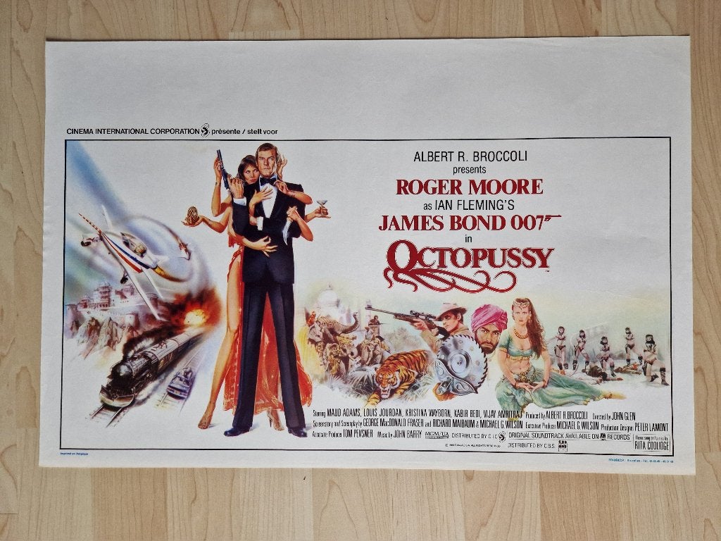filmaffiche James Bond Octopussy 1983 filmposter, Verzamelen, Rechthoekig Liggend, Ophalen of Verzenden, Zo goed als nieuw, A1 t/m A3