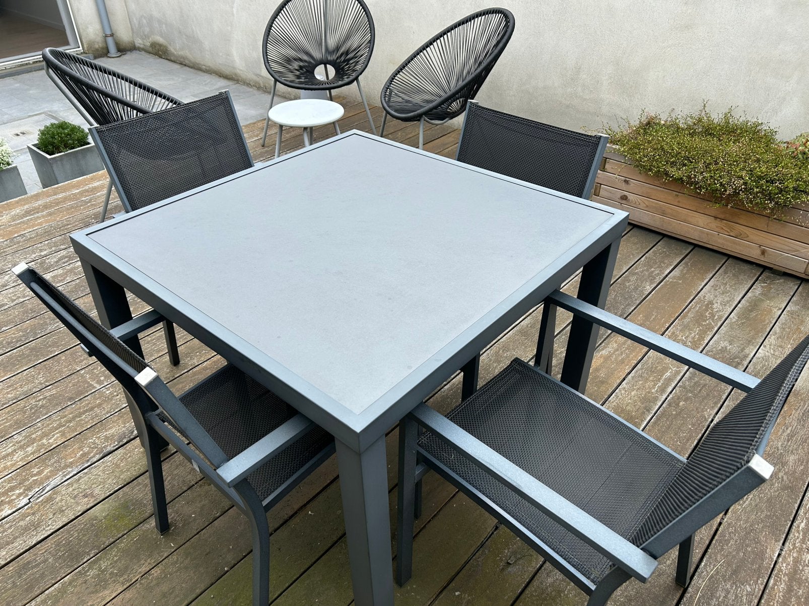 Tuintafel met 4 stoelen, Jardin & Terrasse, Ensembles de jardin, Chaise, Salons de jardin, Aluminium, Utilisé