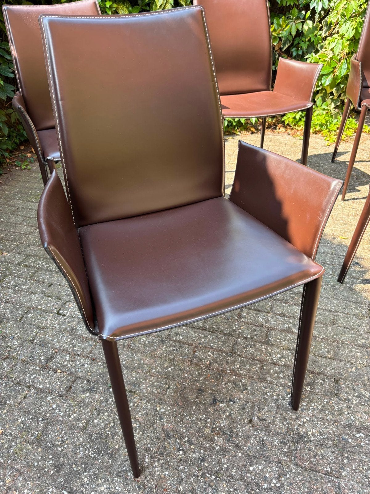 Design stoelen met klassiek uiterlijk., Huis en Inrichting, Ophalen, Bruin, Klassiek, Leer
