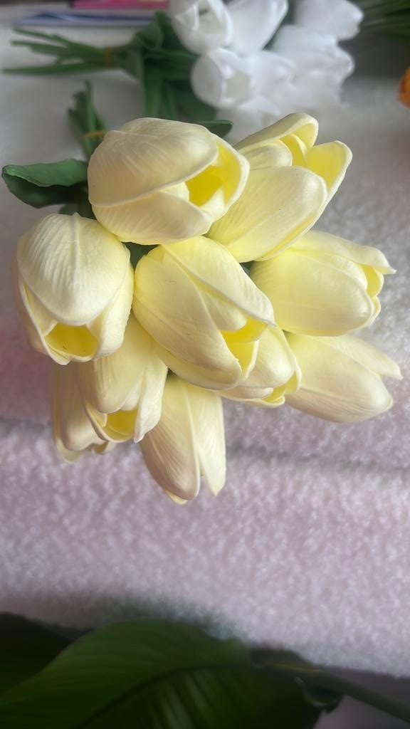 10 tulipes artificielles creme blanc casse, Enlèvement ou Envoi