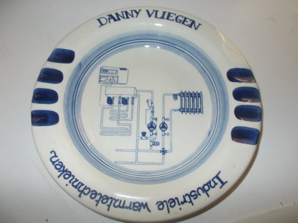 Grote vintage Delfts blauwe reclame-asbak ZELDZAAM, Antiek en Kunst, Ophalen of Verzenden