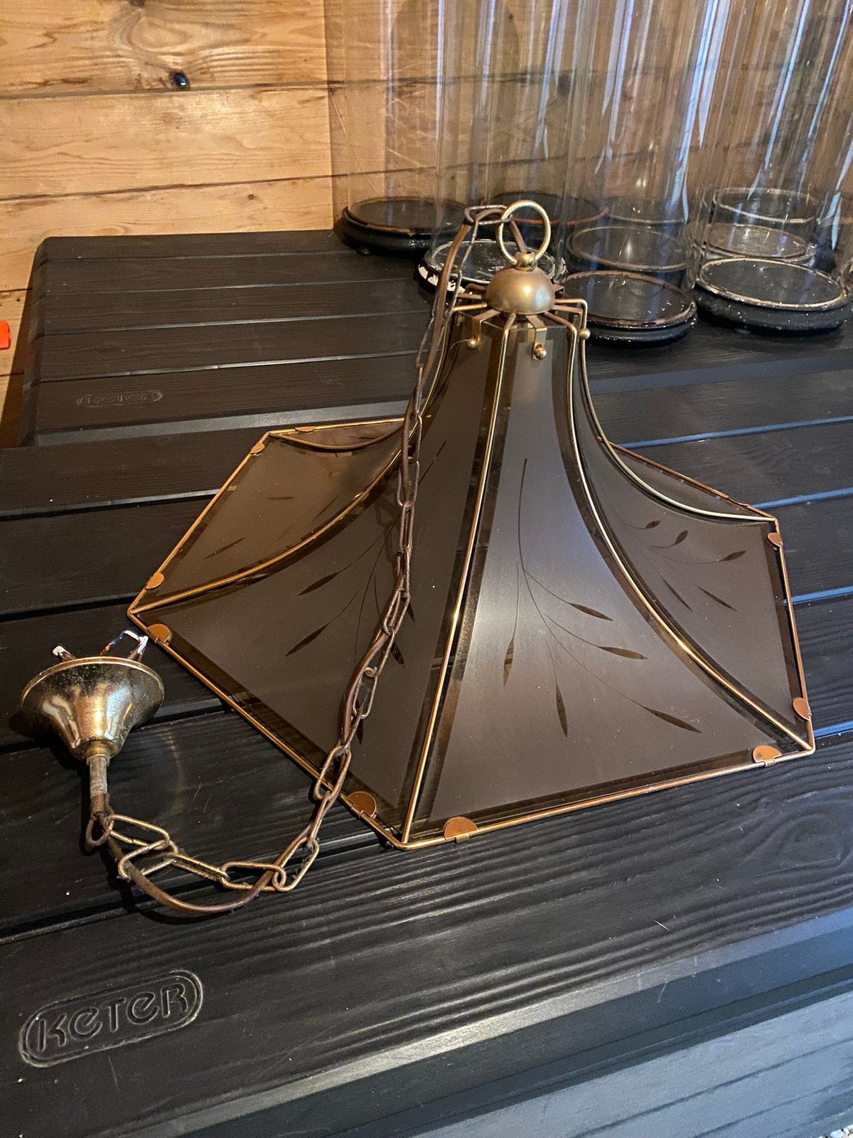 Prachtige pagode hanglamp., Ophalen, Zo goed als nieuw, Glas