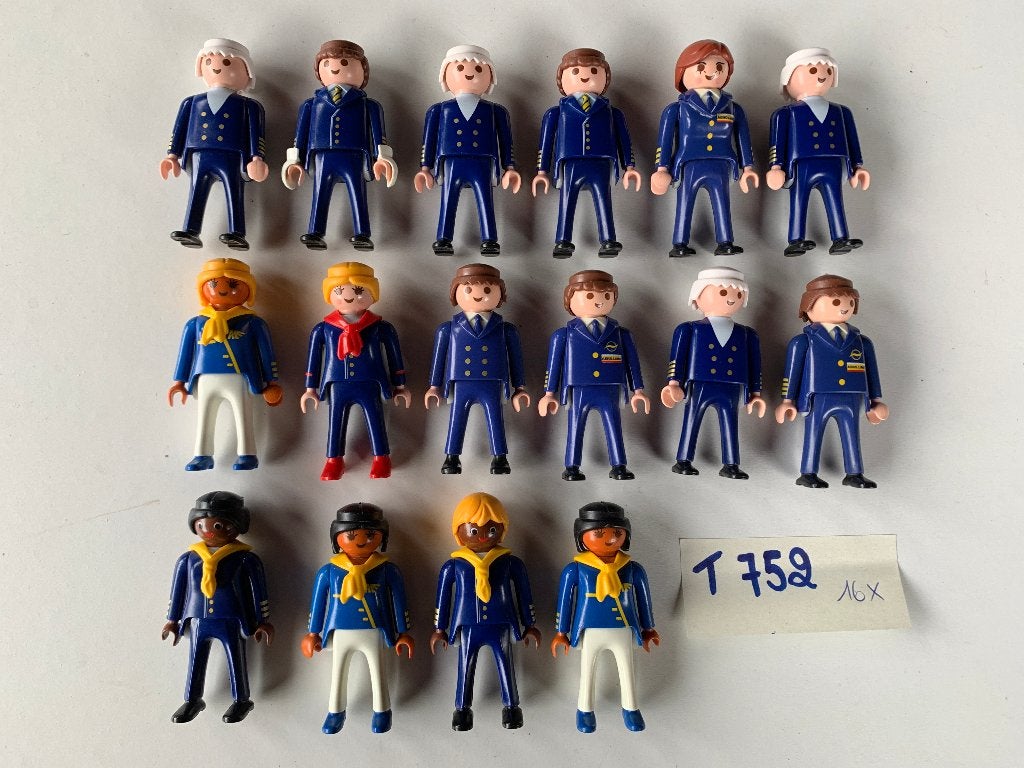 PLAYMOBIL T752: LOT PILOTEN EN STEWARDESSES, Enlèvement ou Envoi, Comme neuf, City action, Figurines