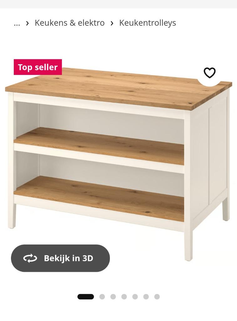 Tornviken keukeneiland met inox leggers, Huis en Inrichting, Keuken | Keukenelementen, Gebruikt, Wit, Ophalen