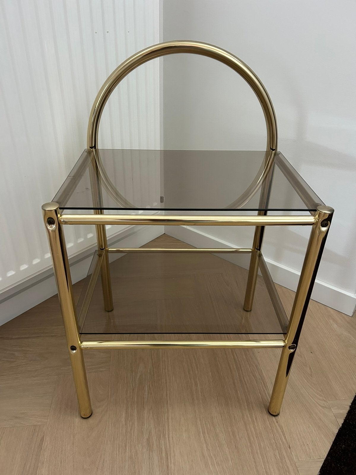 Sidetable in goud, Ophalen, Gebruikt, 50 tot 100 cm, Glas