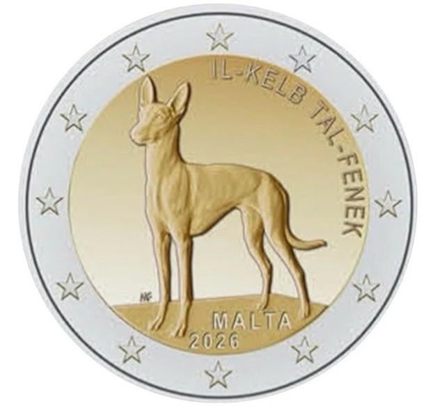 Malta 2026 - Pharaoh Hound - 2 euro UNC, Ophalen of Verzenden, Malta, 2 euro, Losse munt