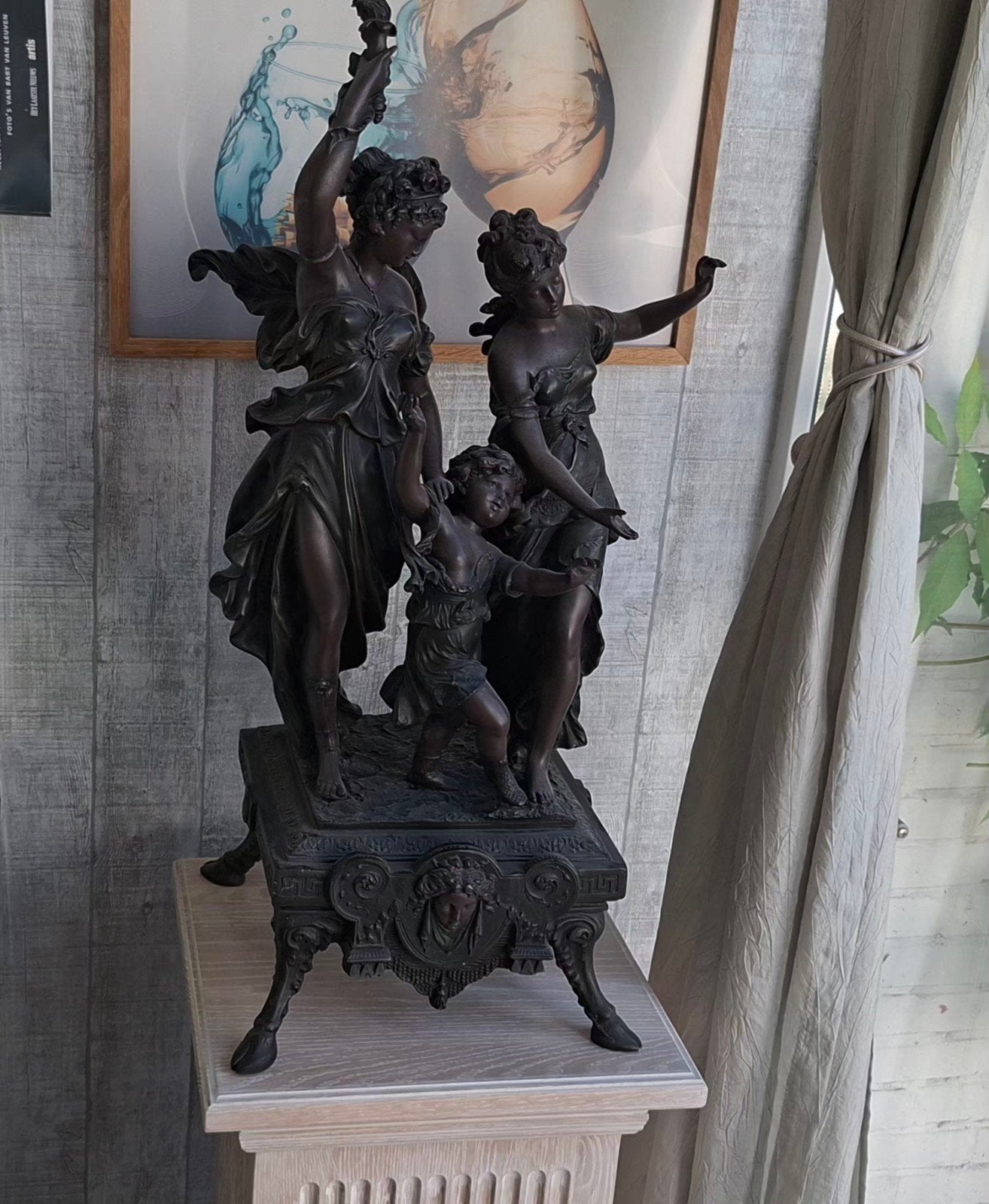 Prachtig Groot Klassiek Beeld – Allegorie met Fakkel (Stijl, Ophalen, Klassiek, Beeld