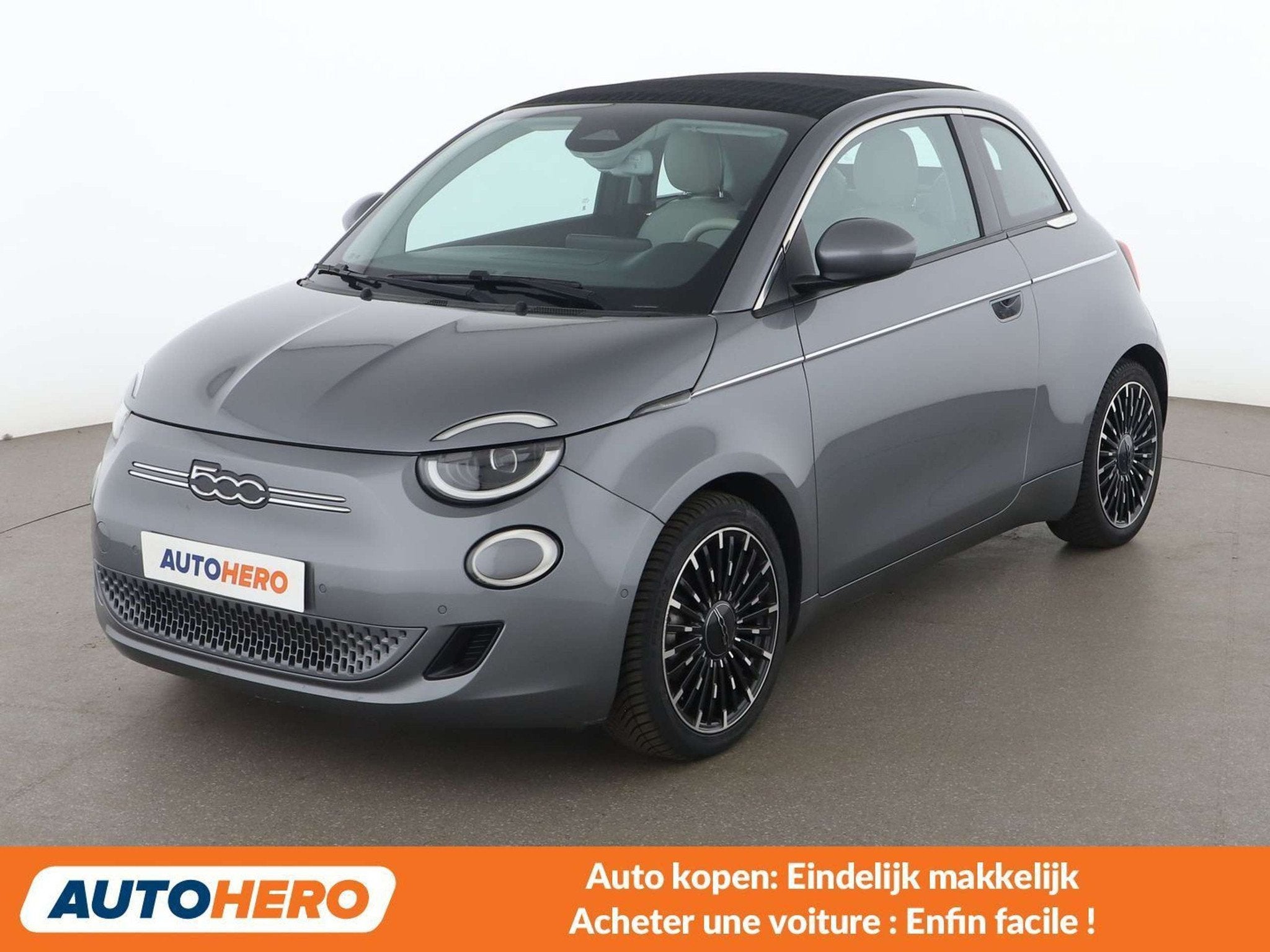 Fiat 500E electric drive 87 kW 'la Prima' (bj 2021), Auto's, 4 zetels, Cabriolet, Grijs, 2 deurs