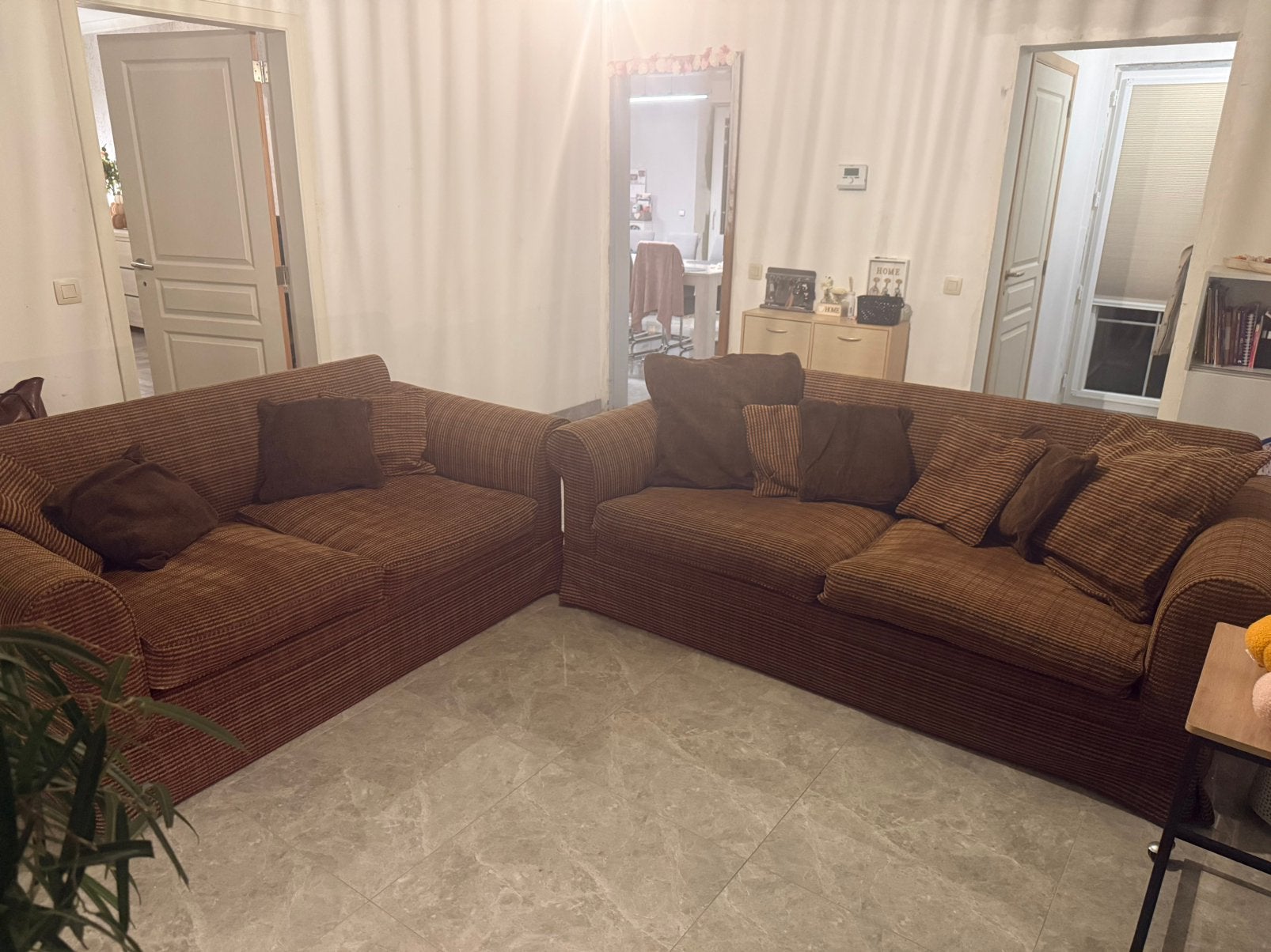 2 zetels, 1 van 215x93 en andere zetel 185x93, Huis en Inrichting, Ophalen, Gebruikt, Stof