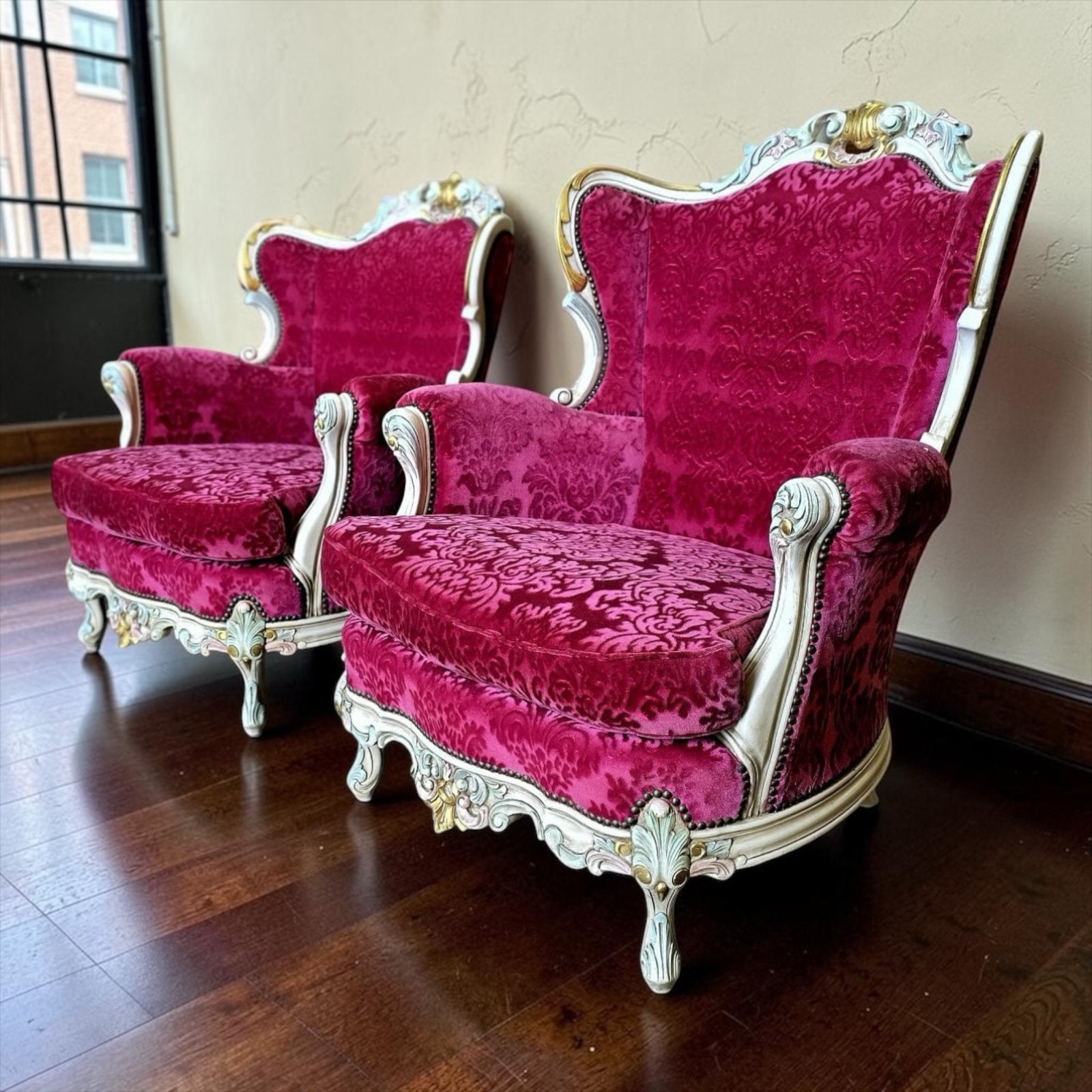 Set van 2 vintage barok eenzitten / fauteuils / zetels, Ophalen of Verzenden