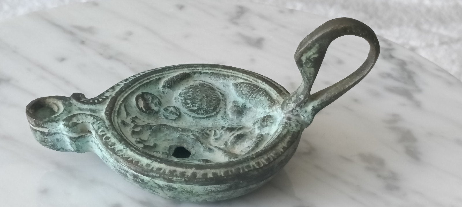 ROMEINSE bronzen olielamp gereproduceerd 19e-eeuws uiterst z, Brons