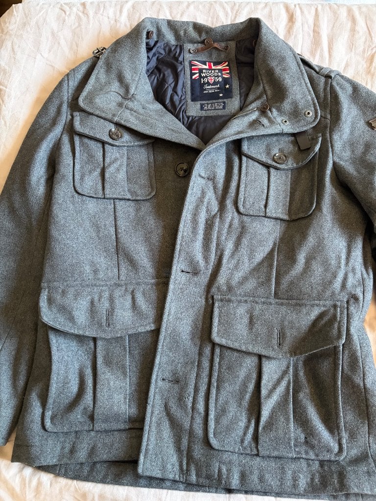 Jas river woods, Kleding | Heren, Ophalen, Maat 52/54 (L), Zo goed als nieuw, Grijs