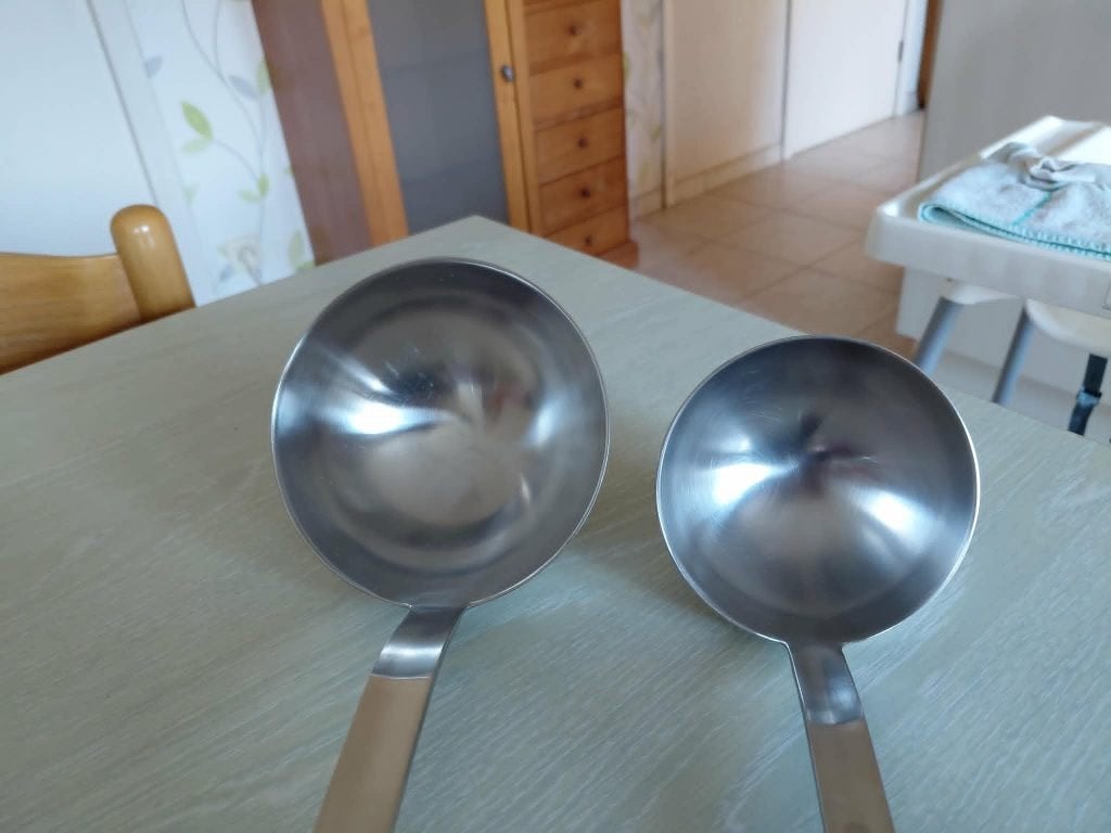 2 grandes louches en acier inoxydable 0,25 l et 0,5 l, Neuf, Inox, Enlèvement, Compatible lave-vaisselle
