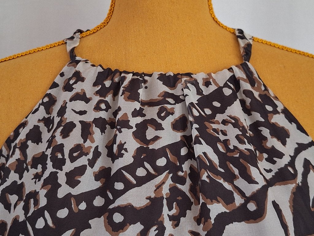 Elégante robe en soie beige brun tigrée Esprit taille 38, ESPRIT, Ophalen of Verzenden, Zo goed als nieuw, Bruin