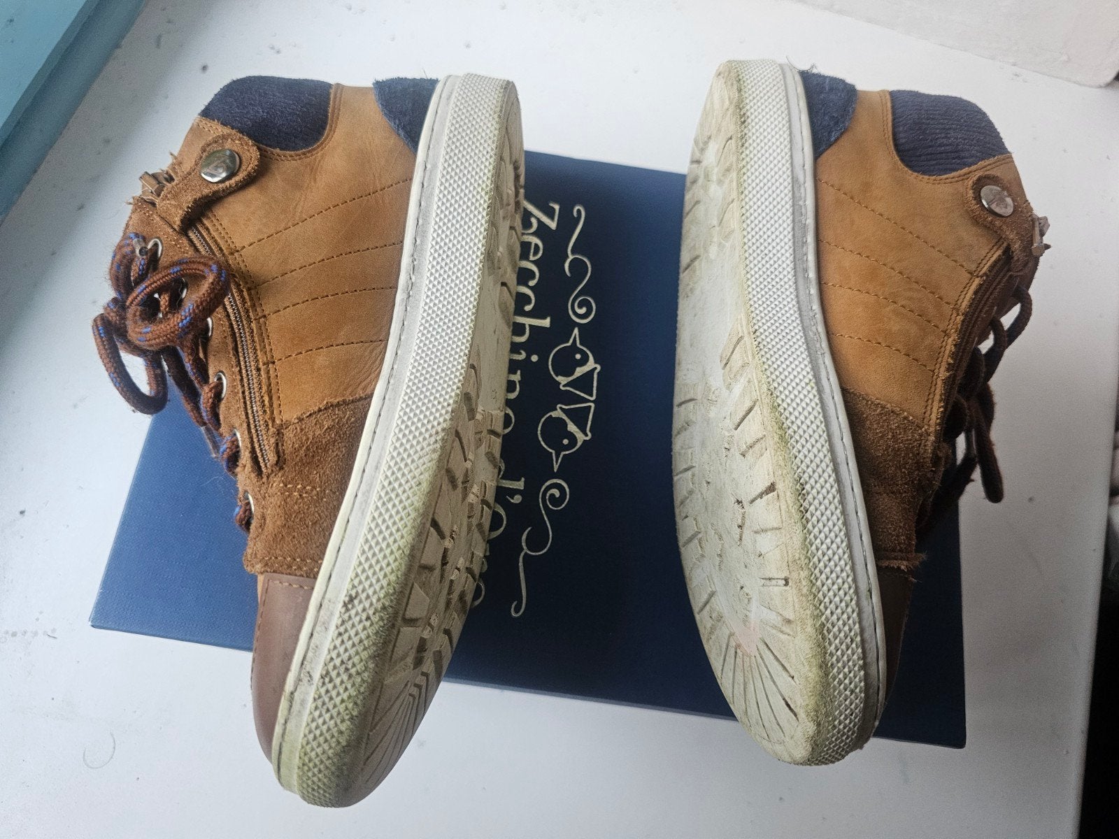 baskets hautes + velcros made in Italy ZECCHINO D'ORO M34, Garçon, Zecchino d'Oro, Comme neuf, Chaussures